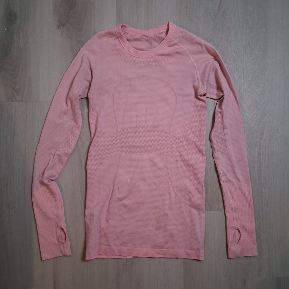 Lululemon Long Sleeve Athletic Top Swiftly Tech Womens S Pink Seamless